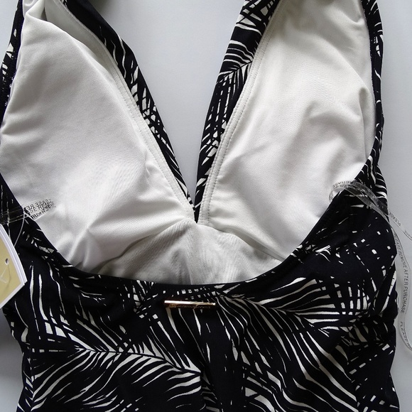 Michael Kors One Piece Palms Twist Plunge Swimsuit - Picture 4 of 4